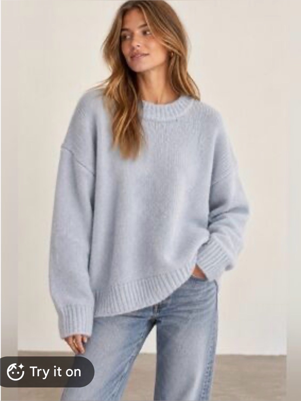 Zara Pale Blue Crewneck Sweater Size L